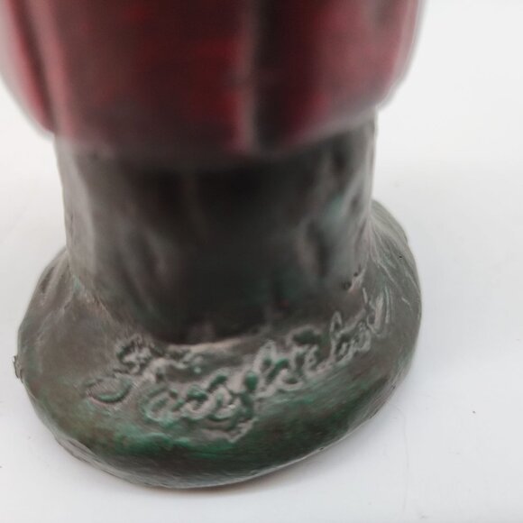 Vintage Ceramic Santa Claus Figurine With Tree Signed 6.5" Rustic - Picture 8 of 8